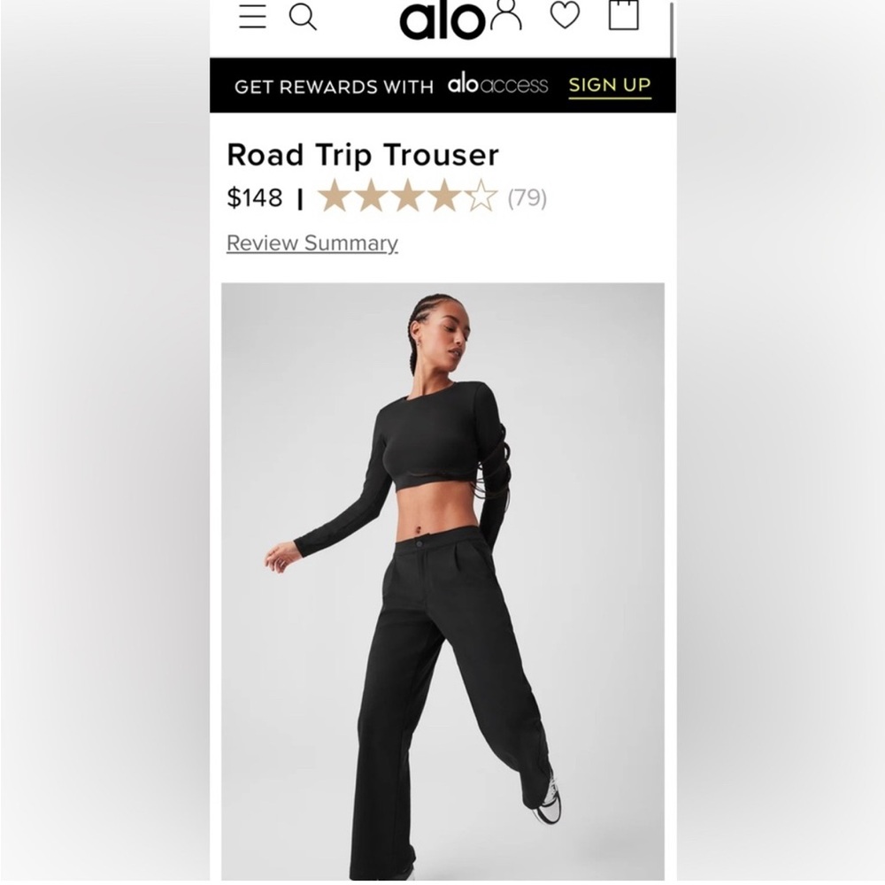 ALO Yoga Black Road Trip Trousers
